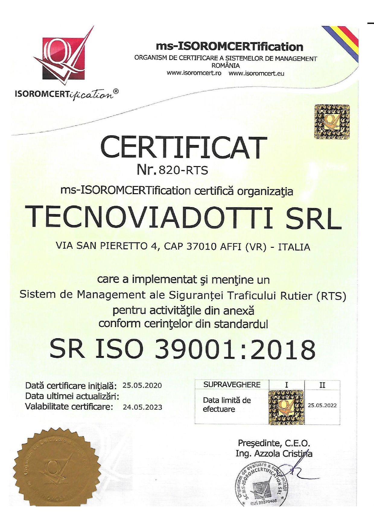 SR EN ISO 39001:2018